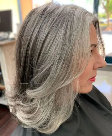 Flipped-Out Medium Gray Hairstyle