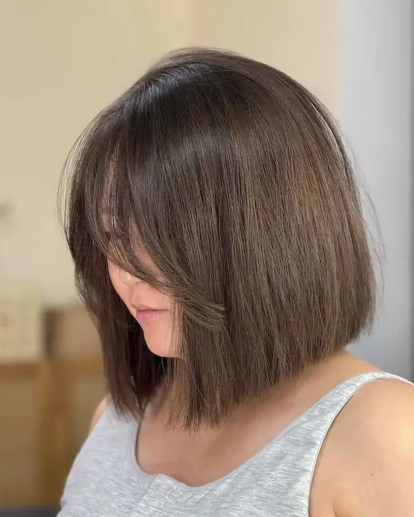 Dimensional Lob with Curtain Bangs