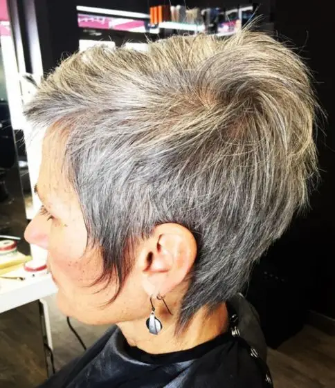 Gray Crop with Long Side Strands