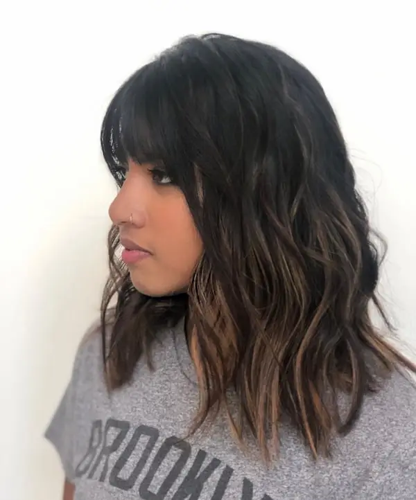 Layered Lob with Blunt Bangs