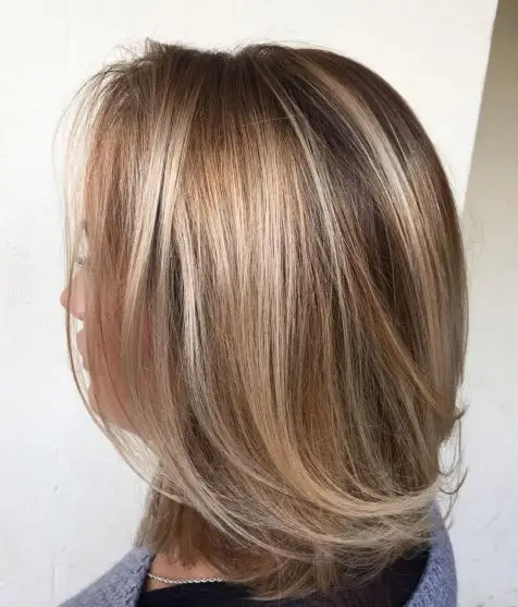 Bronde Lob with Swoopy Layers