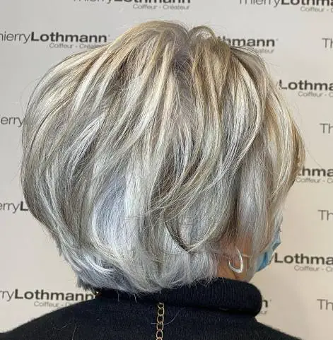 Feathered Gray Bob with Lowlights