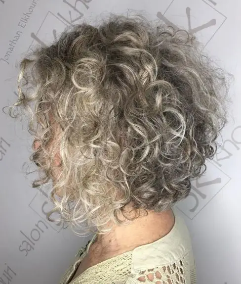 Curly Silver Beige Bob