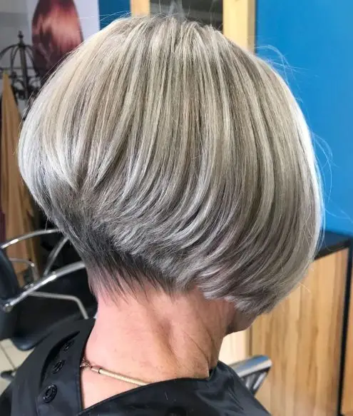Gray Blonde Stacked Bob