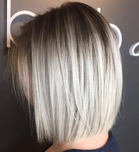 Poker Straight Silver Bob with Root Fade