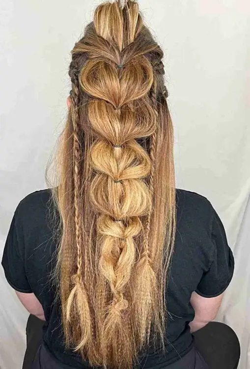 Crimped Hair with Central Braid Style