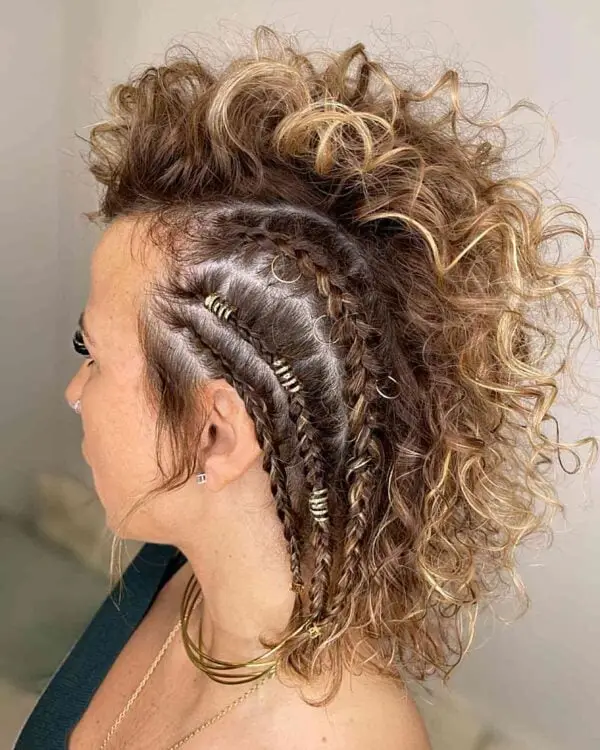 Curly Short Hair with Braided Side