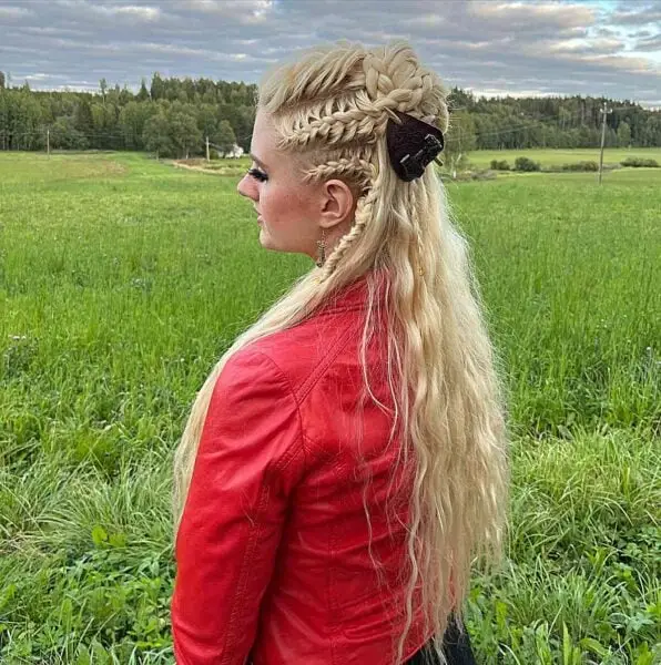 Half Bun with Viking Braids