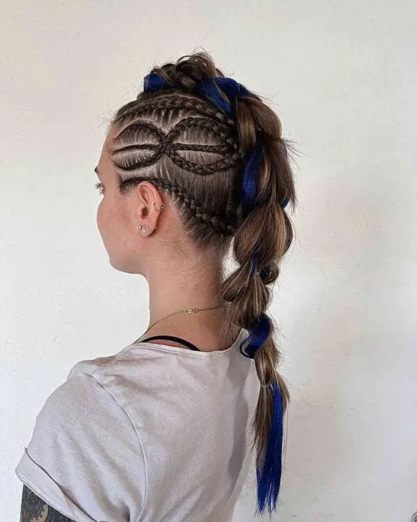 Mohawk Braids with Blue Accent