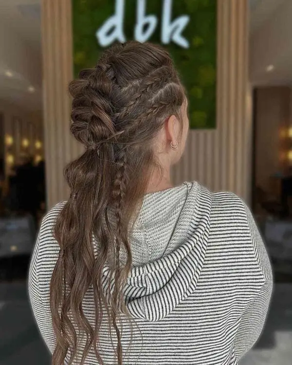 Textured Half Up Viking Braids