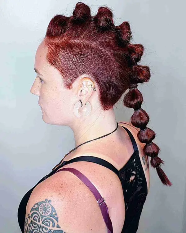 Viking Bubble Ponytail on Burgundy Red Hair