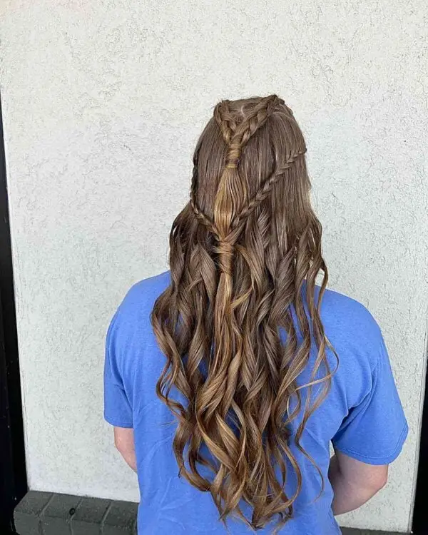 Viking Crown Braids with Loose Curls