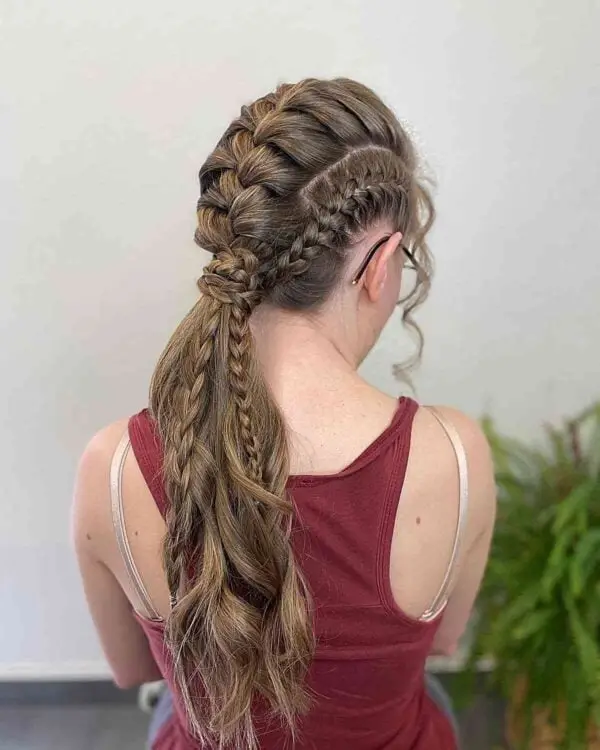 Viking Low Pony with French Braids