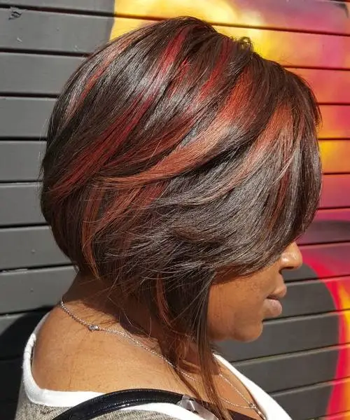 Layered Bob with Red Balayage