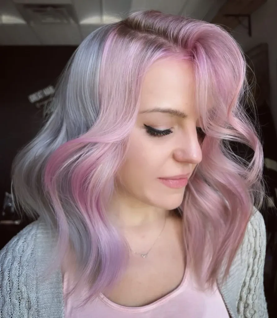 Iridescent Pink Gray Hair