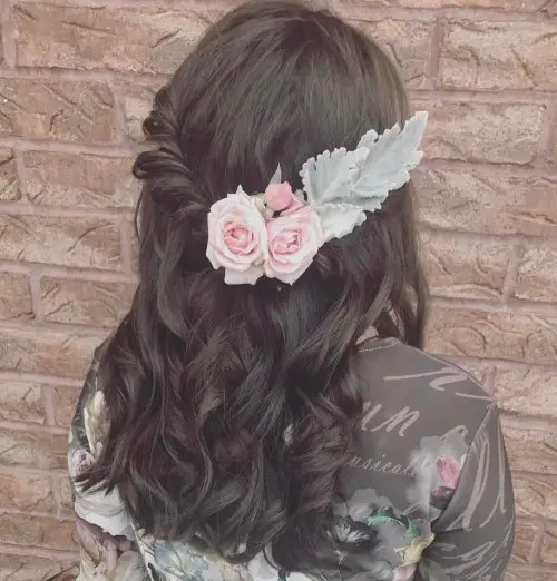 24. Floral-Embellished Brunette