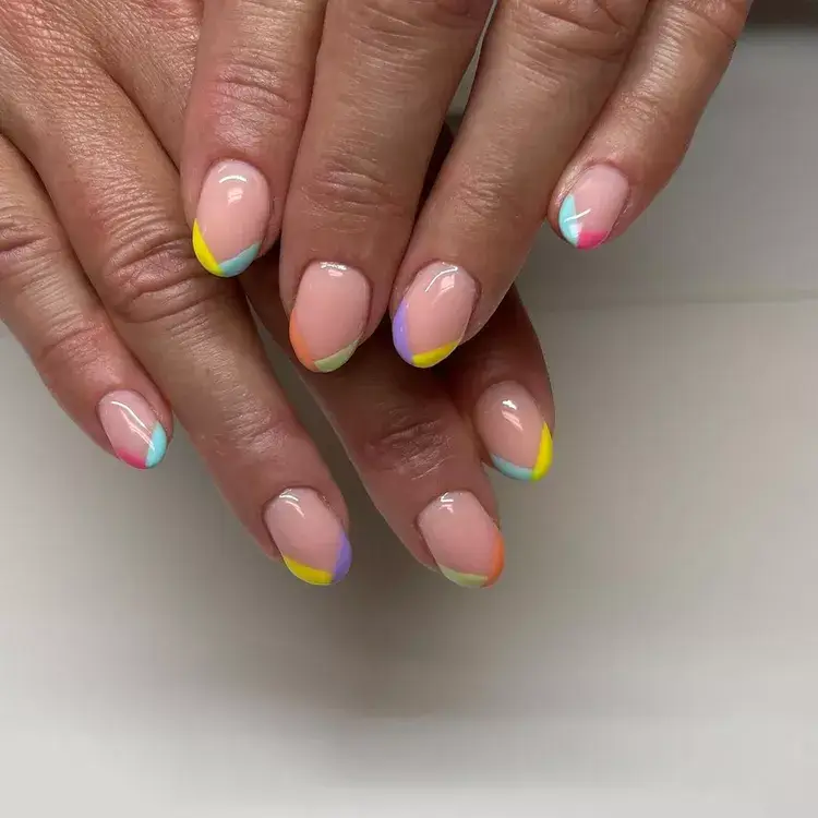8. Pastel Color Block French Tips