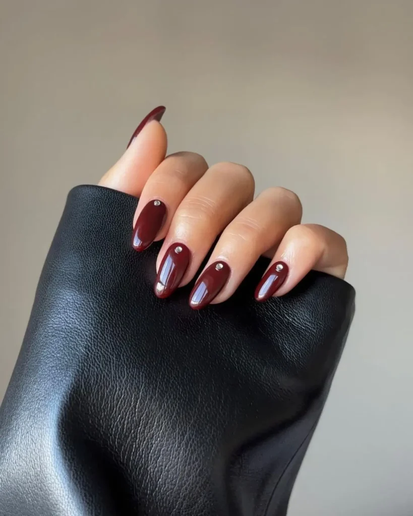 1. Vampy Maroon Simple Fall Nails