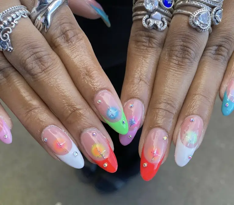 10. Rainbow Acrylic Nails