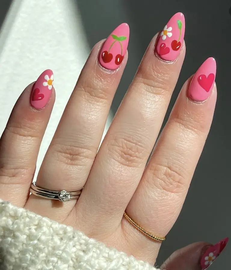 12. Cherry Acrylic Nails