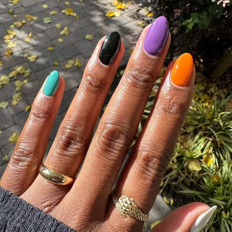 12. Halloween Skittle Nails