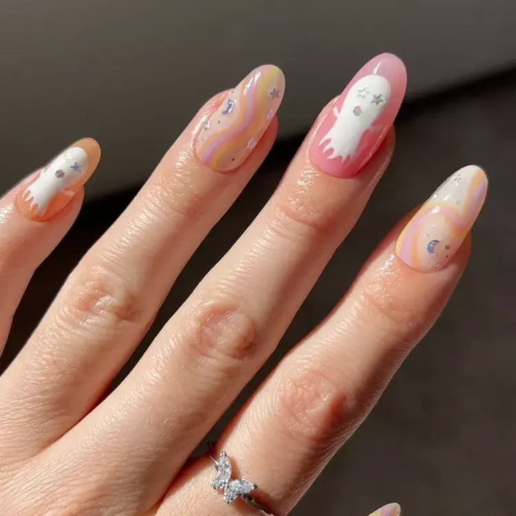 14. Pastel Halloween Nails