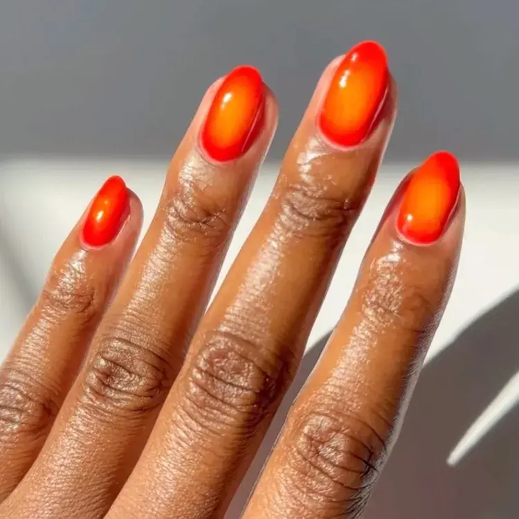 16. Pumpkin Ember Aura Nails
