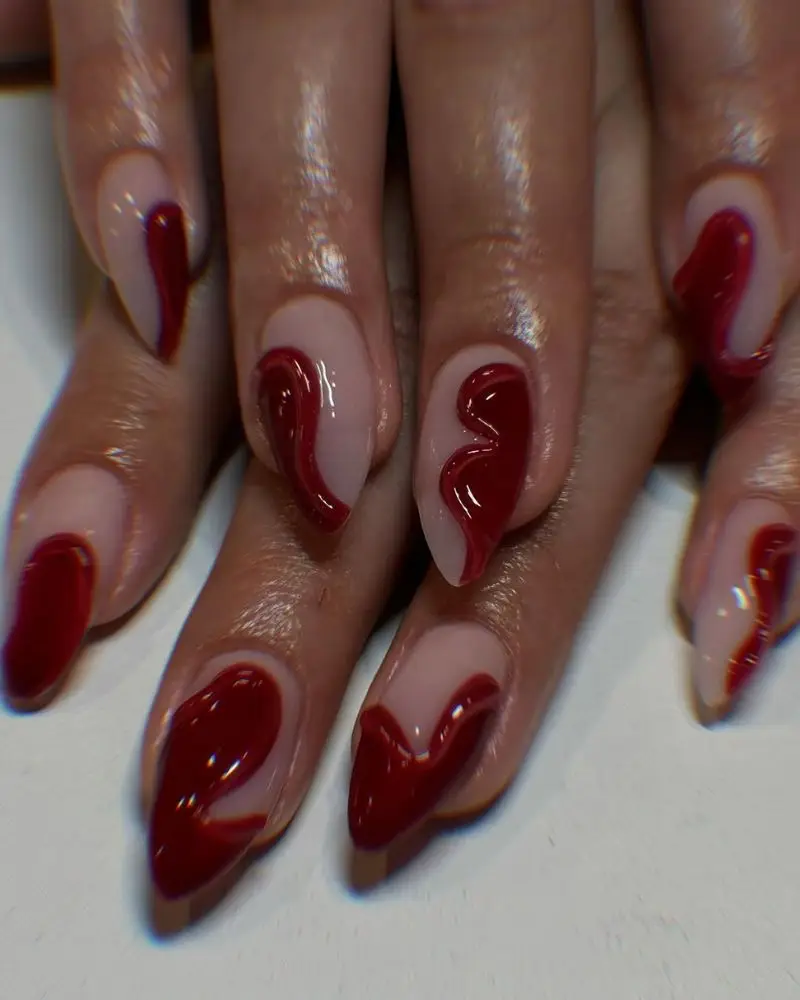 2. Cherry red nail art