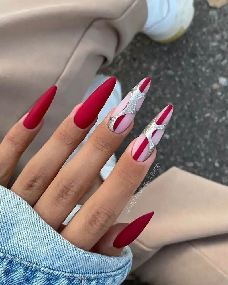 20. Matte cherry red nails