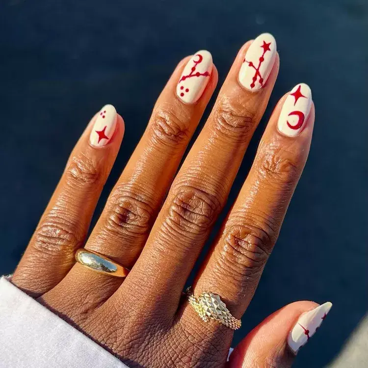 22. Red and White Witchy Nails