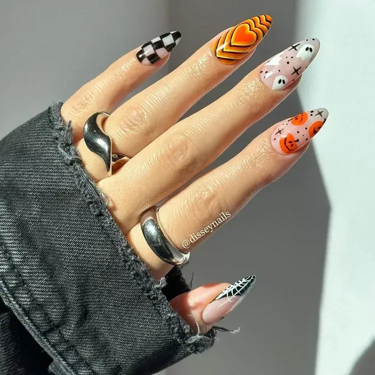 23. Halloween Mix-and-Match Nails