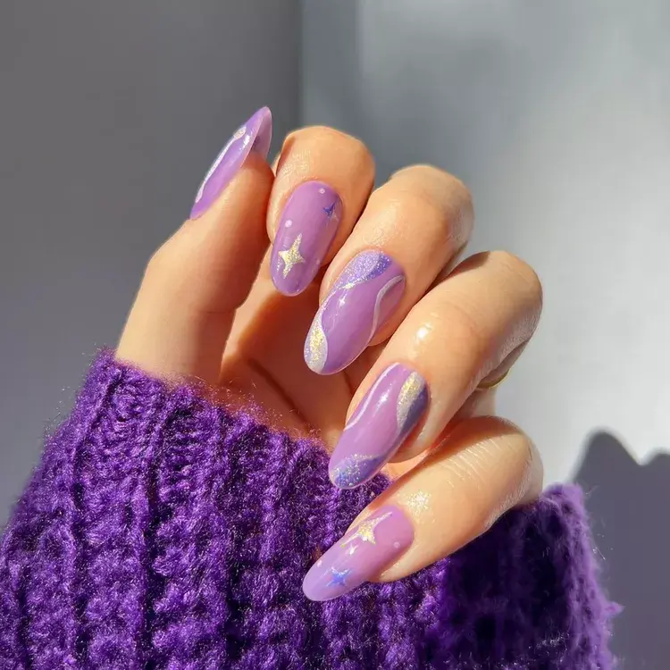 24. Sheer Purple Magic Nails