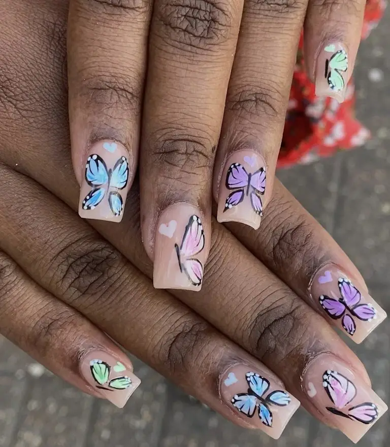29. Butterfly Acrylic Nails