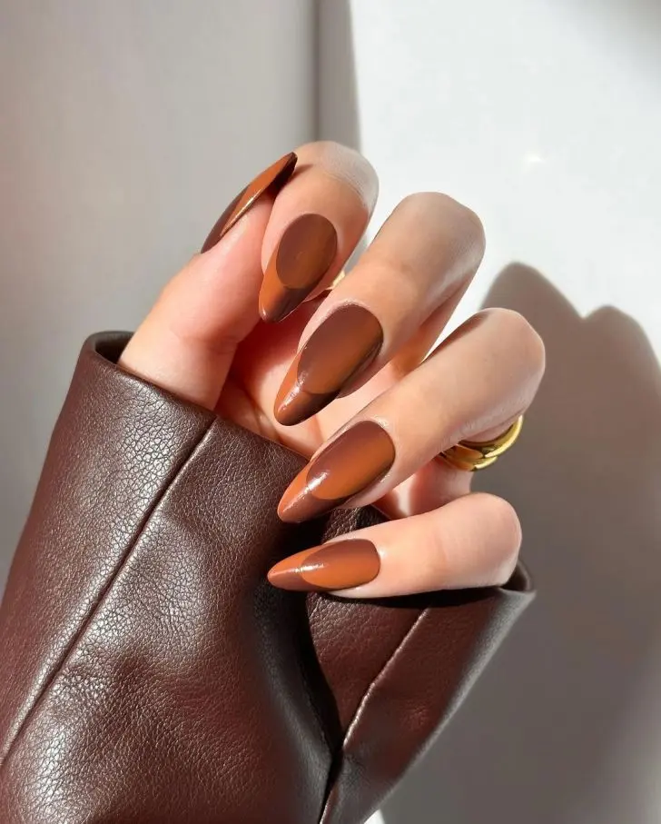 31. Ombre Brown French Tip Fall Nails