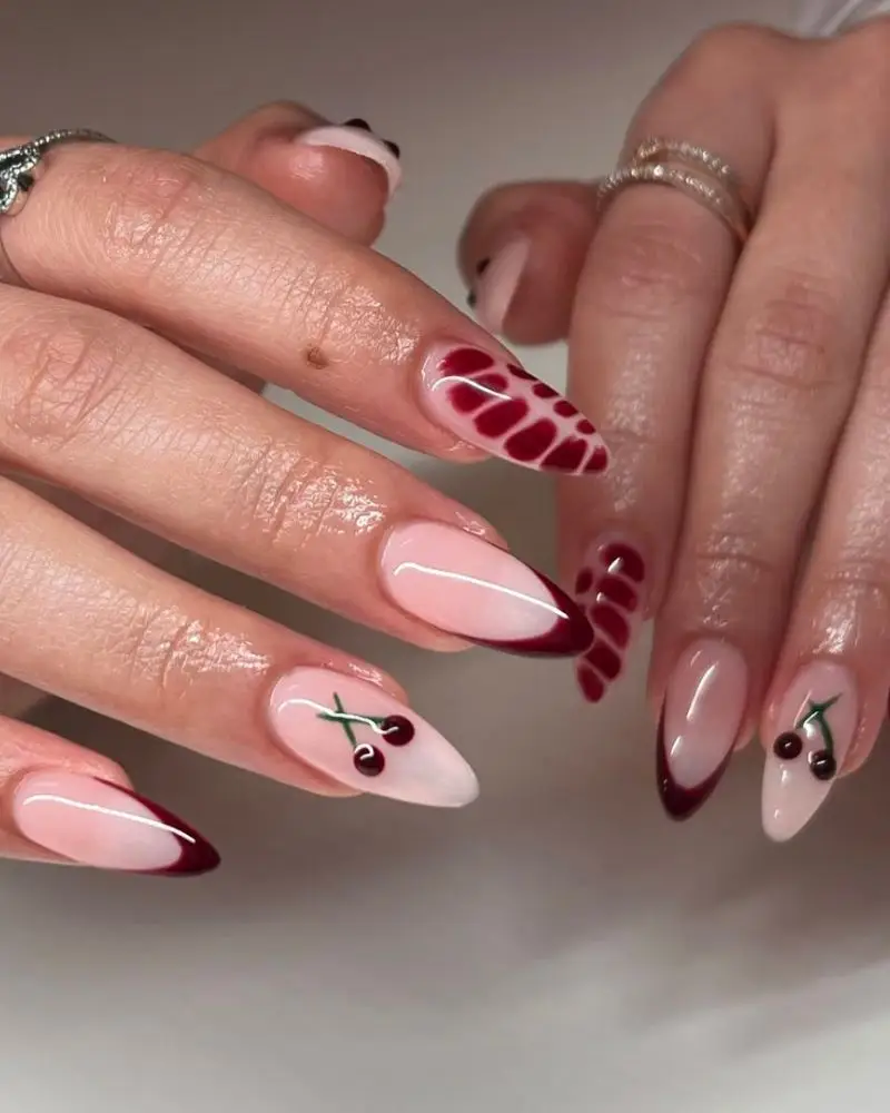 7. Cherry nail art