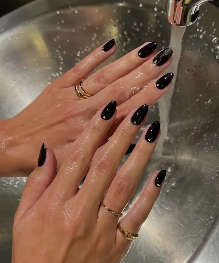 9. Jet Black Acrylic Nails