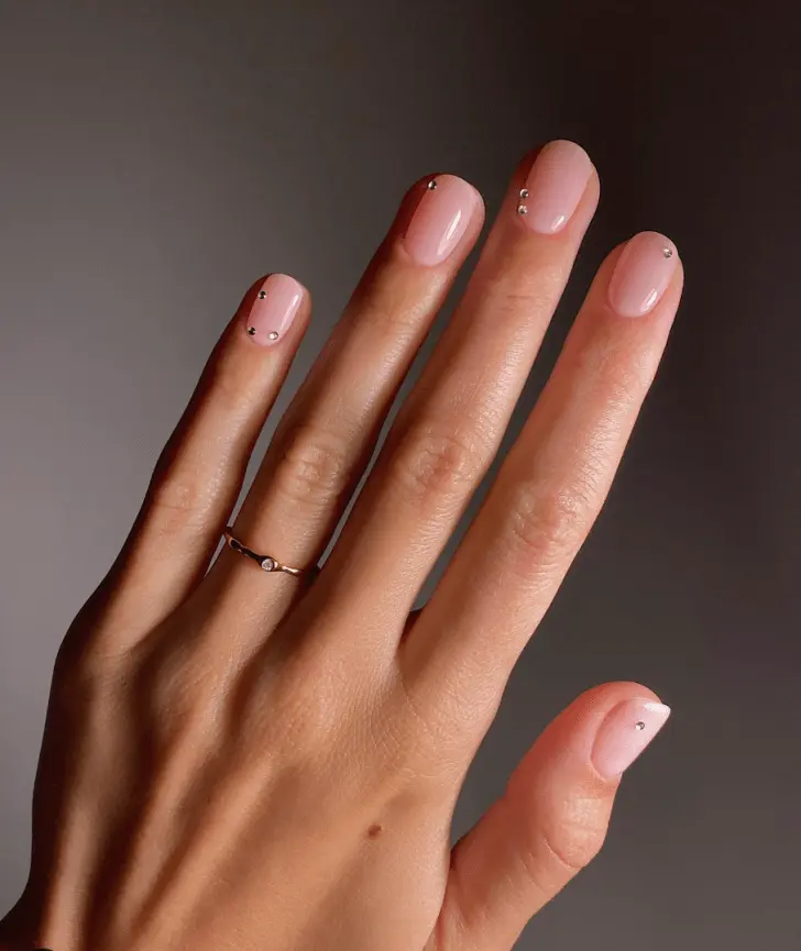 9. Simple Studded Short Fall Nail Design