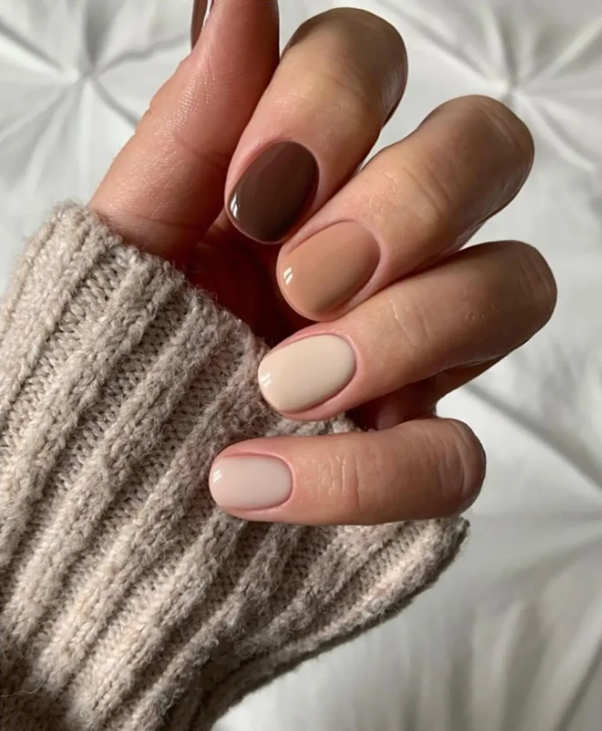 12. Classy Brown Skittle Nail Designs