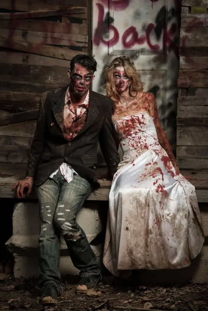 14. Zombie Bride and Groom Halloween Costume