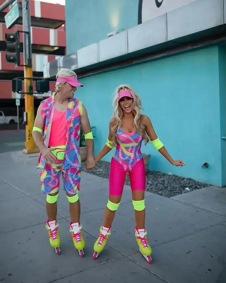 19. Rollerblading Barbie and Ken Costume