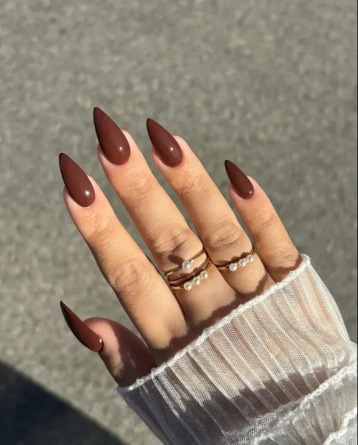 2. Trendy Chocolate Brown Nails