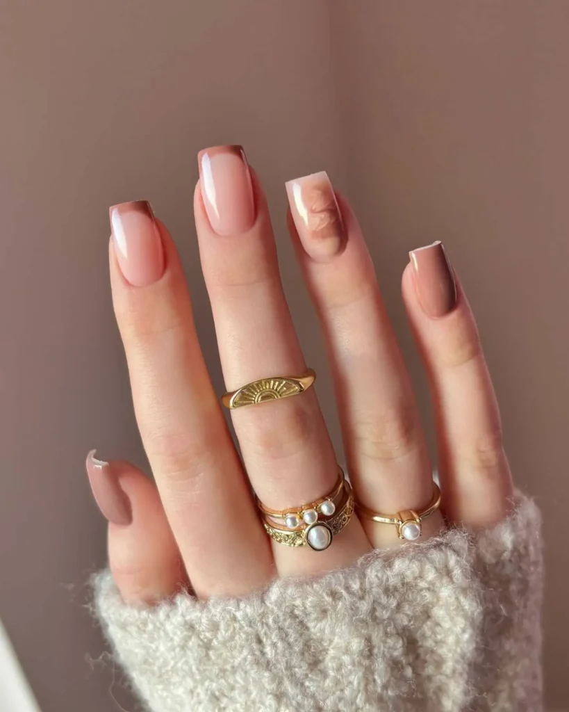 20. Classy Mocha Mousse Brown Nail Designs