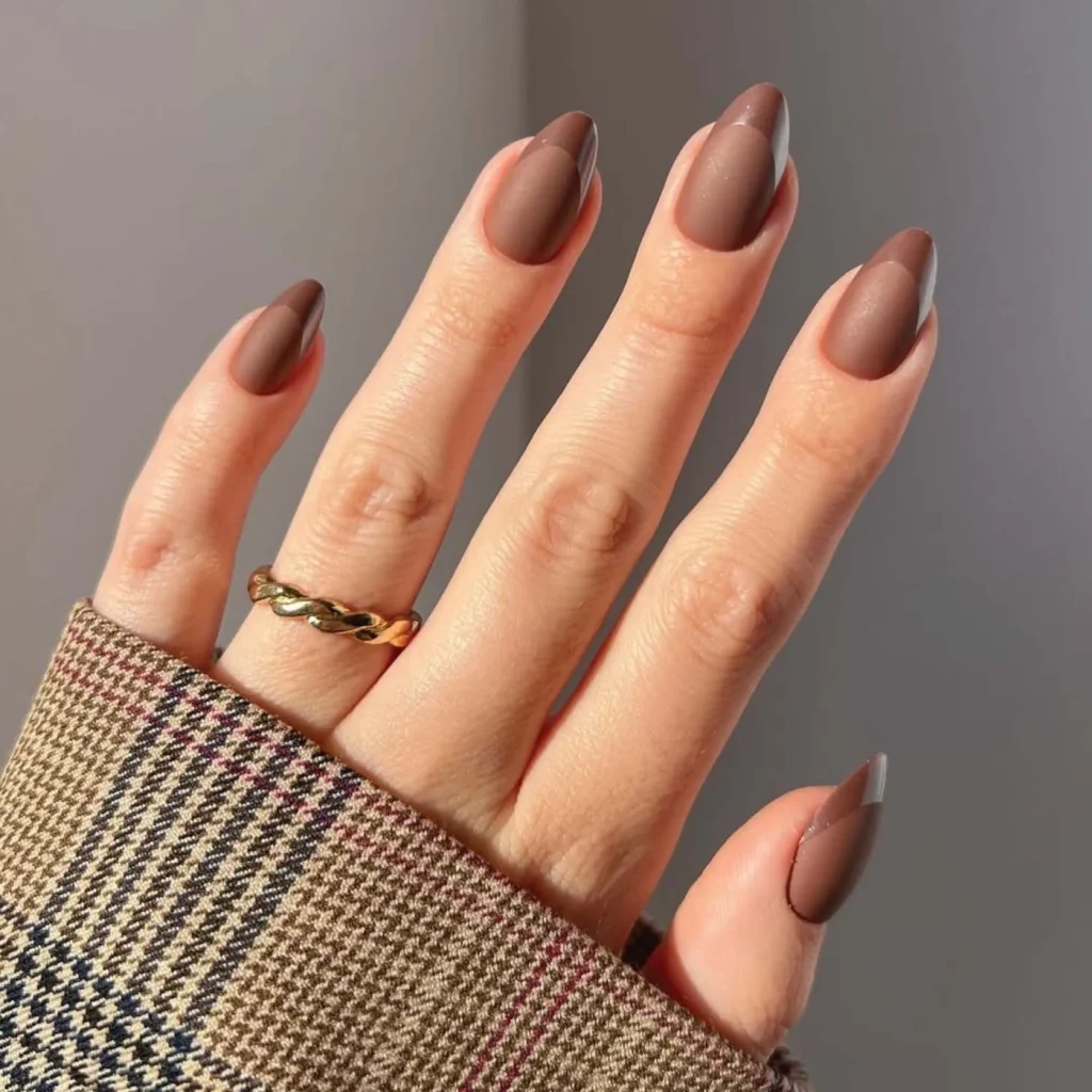 22. Dimensional Dark Brown Nails