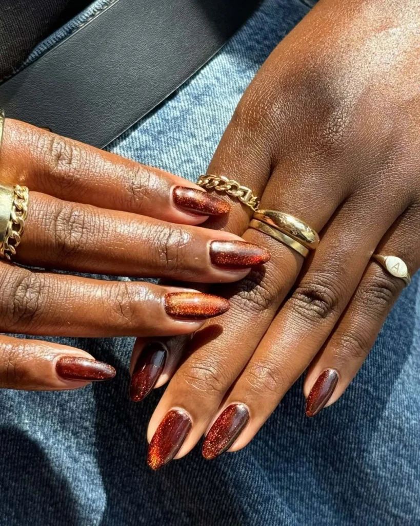 32. Bronze Velvet Brown Nail Inspo