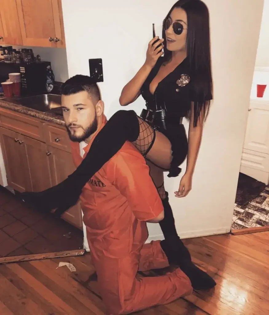 7. Prisoner and Prison Officer Couples Halloween Costume