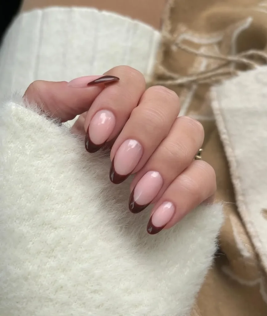 7. Trendy Brown French Manicure