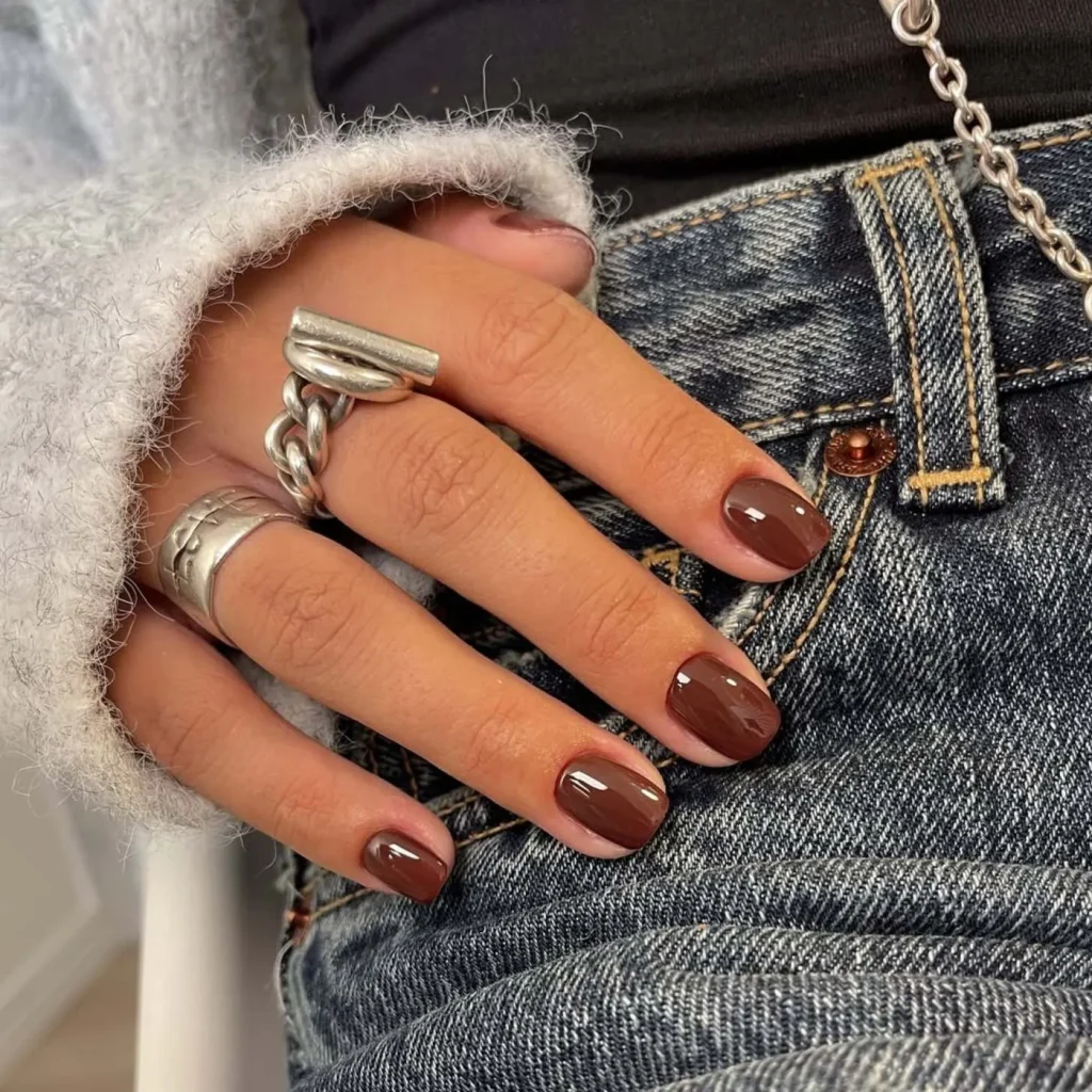9. Dark Espresso Brown Manicure