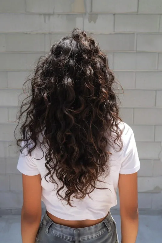 Curly Layered Locks in a V-Cut