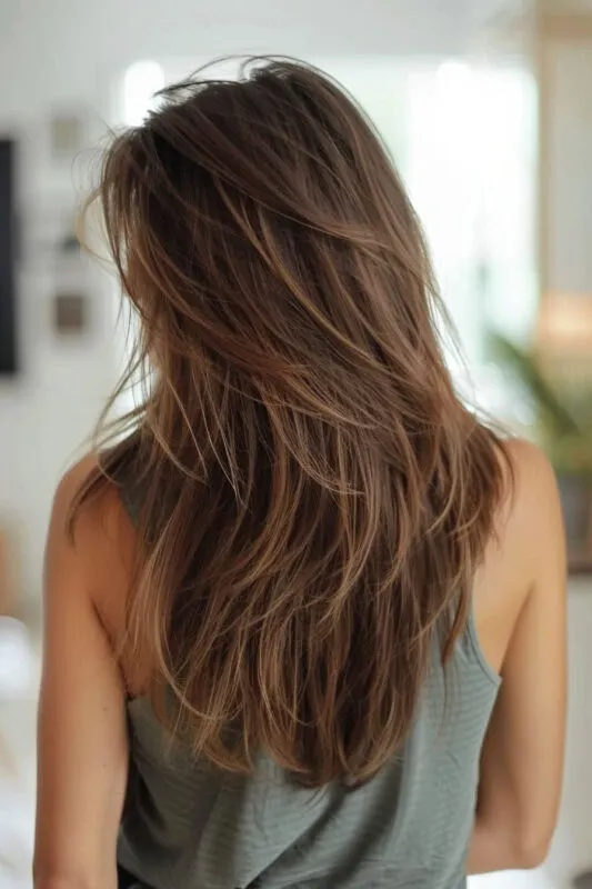 Natural Brunette U-Shape layered haircuts for long hair