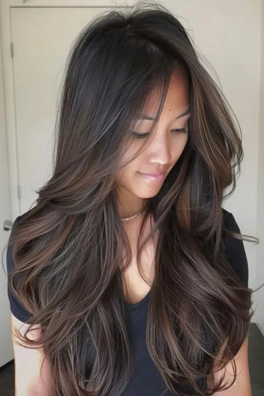 Subtle Long Layers on Dark Hair